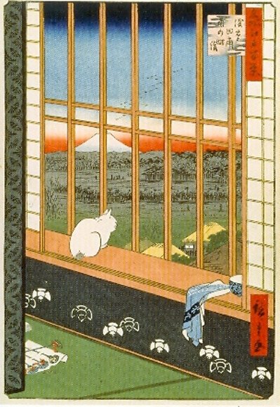 Postkarte Bauernhaus mit Blumengarten und Katze Modersohn-Becker