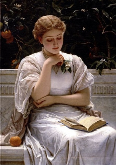 1879 Postkarte Lesendes Mädchen Perugini